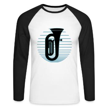 Joueur de tuba Tuba Instrument de musique - T-shirt baseball manches longues Homme - blanc/noir - Devant - Nik (191cm)