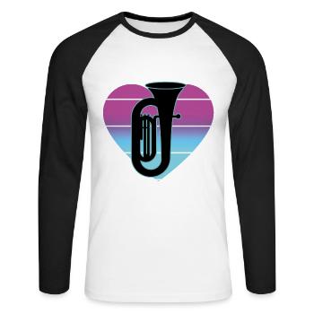 Tuba Player Tuba Musical Instrument - Unisex Long Sleeve Baseball T-Shirt - white/black - Front - Nik (191cm)