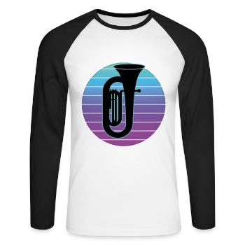 Joueur de tuba Tuba Instrument de musique - T-shirt baseball manches longues Homme - blanc/noir - Devant - Nik (191cm)