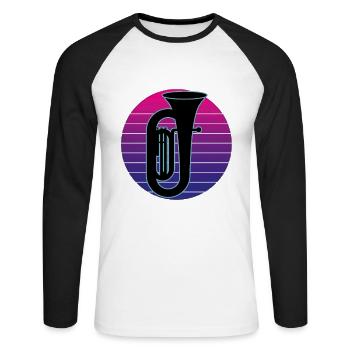 Tuba Player Tuba Musical Instrument - Unisex Long Sleeve Baseball T-Shirt - white/black - Front - Nik (191cm)