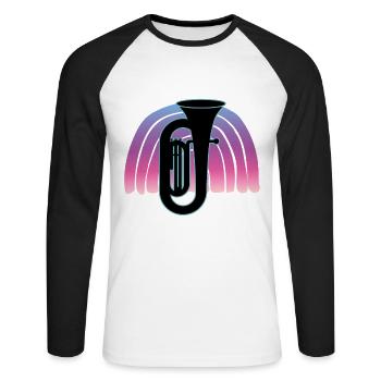 Joueur de tuba Tuba Instrument de musique - T-shirt baseball manches longues Homme - blanc/noir - Devant - Nik (191cm)