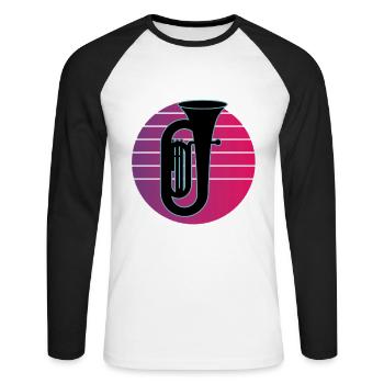 Joueur de tuba Tuba Instrument de musique - T-shirt baseball manches longues Homme - blanc/noir - Devant - Nik (191cm)