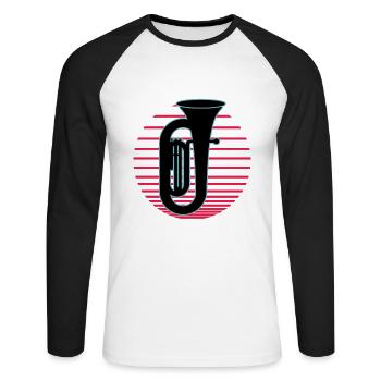 Tuba Player Tuba Musical Instrument - Unisex Long Sleeve Baseball T-Shirt - white/black - Front - Nik (191cm)