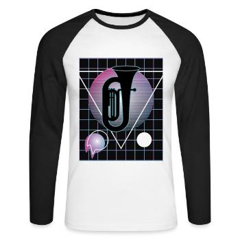 Tuba Spieler Tuba Musikinstrument - Unisex Baseballshirt langarm - Weiß/Schwarz - Vorne - Nik (191cm)