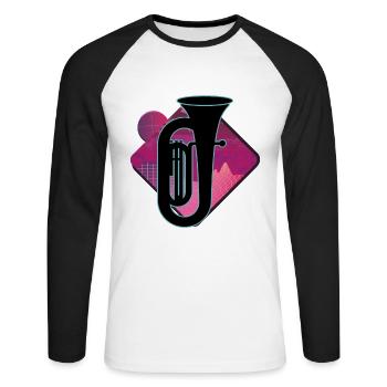 Tuba Player Tuba Musical Instrument - Unisex Long Sleeve Baseball T-Shirt - white/black - Front - Nik (191cm)