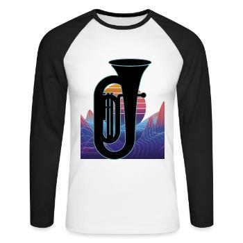 Tuba Player Tuba Musical Instrument - Unisex Long Sleeve Baseball T-Shirt - white/black - Front - Nik (191cm)