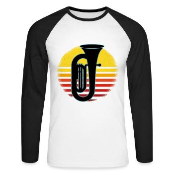 Joueur de tuba Tuba Instrument de musique - T-shirt baseball manches longues Homme - blanc/noir - Devant - Nik (191cm)