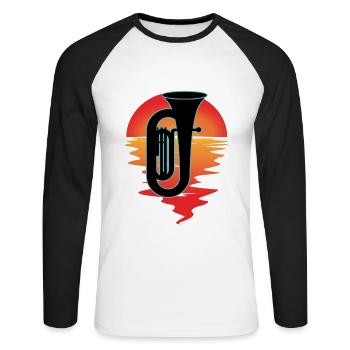 Tuba Player Tuba Musical Instrument - Unisex Long Sleeve Baseball T-Shirt - white/black - Front - Nik (191cm)