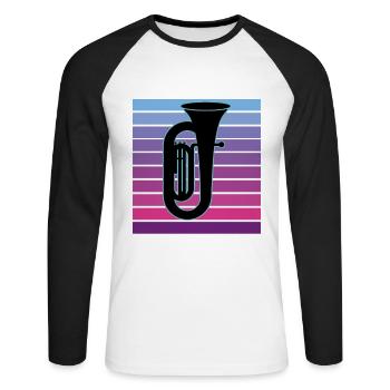 Joueur de tuba Tuba Instrument de musique - T-shirt baseball manches longues Homme - blanc/noir - Devant - Nik (191cm)