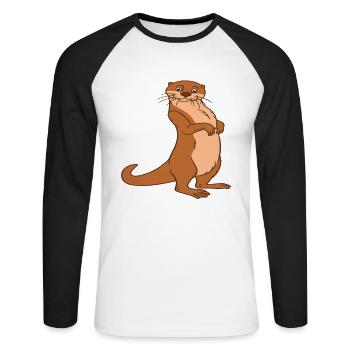 Cute otter puns and otter jokes - Unisex Long Sleeve Baseball T-Shirt - white/black - Front - Nik (191cm)