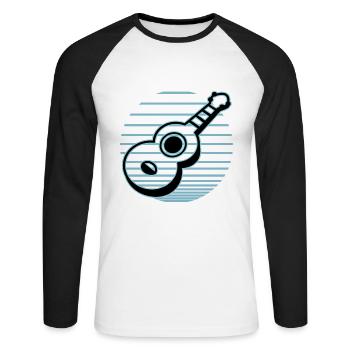 Ukulelen Vitage - Unisex Baseballshirt langarm - Weiß/Schwarz - Vorne - Nik (191cm)