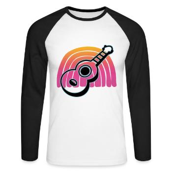 Ukulelen Vitage - Unisex Baseballshirt langarm - Weiß/Schwarz - Vorne - Nik (191cm)