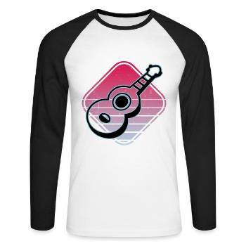 Ukulelen Vitage - Unisex Baseballshirt langarm - Weiß/Schwarz - Vorne - Nik (191cm)