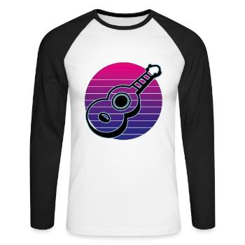 Ukulelen Vitage - Unisex Baseballshirt langarm - Weiß/Schwarz - Vorne - Nik (191cm)