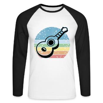 Ukulelen Vitage - Unisex Baseballshirt langarm - Weiß/Schwarz - Vorne - Nik (191cm)