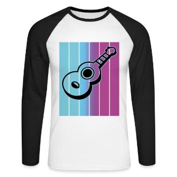 Ukulelen Vitage - Unisex Baseballshirt langarm - Weiß/Schwarz - Vorne - Nik (191cm)