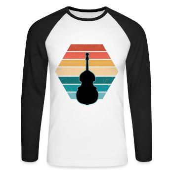 Contrebasse - T-shirt baseball manches longues Homme - blanc/noir - Devant - Nik (191cm)