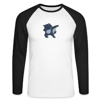 Dabbing Cat Funny Cat - Unisex Long Sleeve Baseball T-Shirt - white/black - Front - Nik (191cm)