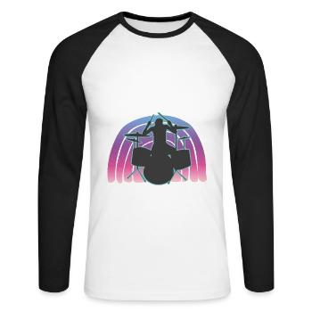 Born For Drum Set Forced To Work Batteur - T-shirt baseball manches longues Homme - blanc/noir - Devant - Nik (191cm)