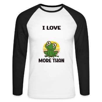 Grenouille J’aime mes grenouilles plus que les gens - T-shirt baseball manches longues Homme - blanc/noir - Devant - Nik (191cm)