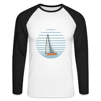 Voilier Je suis ici pour aimer les voiliers - T-shirt baseball manches longues Homme - blanc/noir - Devant - Nik (191cm)