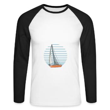 Voilier désolé j’ai des projets avec mon voilier - T-shirt baseball manches longues Homme - blanc/noir - Devant - Nik (191cm)