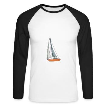 Voilier voilier mieux que la thérapie - T-shirt baseball manches longues Homme - blanc/noir - Devant - Nik (191cm)