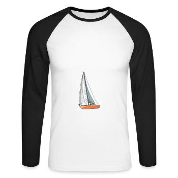 Sailboat Sorry I Have Plans With My Sailboat - Unisex Baseballshirt langarm - Weiß/Schwarz - Vorne - Nik (191cm)