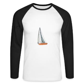 Sailboat This Is My Sailboat Shirt - Unisex Baseballshirt langarm - Weiß/Schwarz - Vorne - Nik (191cm)