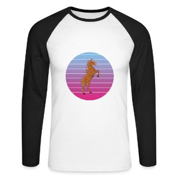 I Can't I Have Plans With My Horses - Unisex Long Sleeve Baseball T-Shirt - white/black - Front - Nik (191cm)