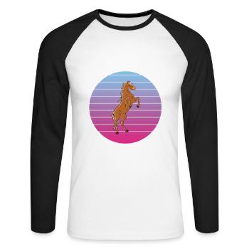 J'aime les chevaux et peut-être 3 personnes - T-shirt baseball manches longues Homme - blanc/noir - Devant - Nik (191cm)