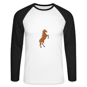 Je suis ici pour aimer les chevaux - T-shirt baseball manches longues Homme - blanc/noir - Devant - Nik (191cm)
