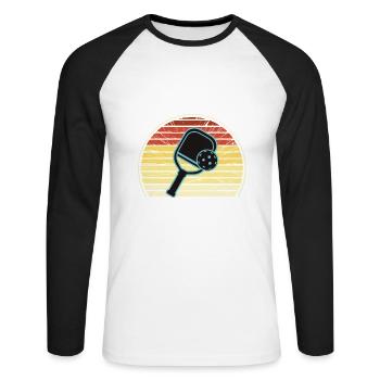 J’aime le pickleball et peut-être 3 personnes - T-shirt baseball manches longues Homme - blanc/noir - Devant - Nik (191cm)
