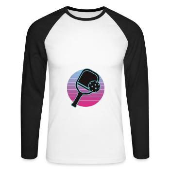 Real Guys Play Pickleball - Unisex Long Sleeve Baseball T-Shirt - white/black - Front - Nik (191cm)