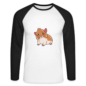 Je préfère être avec mon hamster - T-shirt baseball manches longues Homme - blanc/noir - Devant - Nik (191cm)
