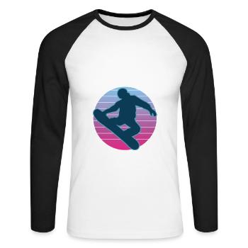 Juste un garçon qui aime le snowboard - T-shirt baseball manches longues Homme - blanc/noir - Devant - Nik (191cm)