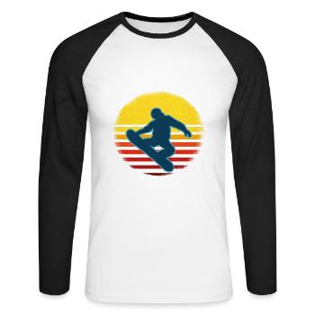 Je suis une fille qui aime le snowboard - T-shirt baseball manches longues Homme - blanc/noir - Devant - Nik (191cm)