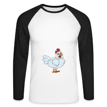 Liste des choses à faire Aimer les poulets - T-shirt baseball manches longues Homme - blanc/noir - Devant - Nik (191cm)