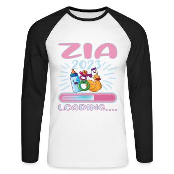 Zia 2023 Loading Zia - Unisex Baseballshirt langarm - Weiß/Schwarz - Vorne - Nik (191cm)