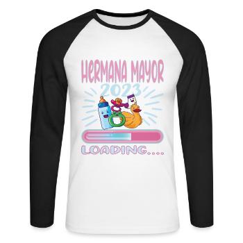 Hermana Mayor 2023 - T-shirt baseball manches longues Homme - blanc/noir - Devant - Nik (191cm)