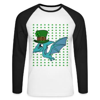 Dinosaur St. Patrick's Day Dino - Unisex Long Sleeve Baseball T-Shirt - white/black - Front - Nik (191cm)