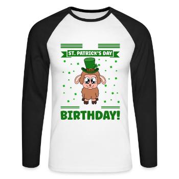 Moutons Trèfles Fête de la Saint-Patrick - T-shirt baseball manches longues Homme - blanc/noir - Devant - Nik (191cm)