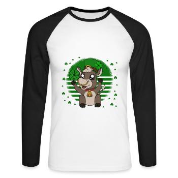 Cute cow shamrocks Saint Patrick's Day - Unisex Long Sleeve Baseball T-Shirt - white/black - Front - Nik (191cm)