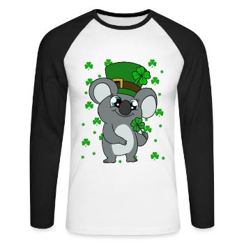 Cute Koala with Hat Saint Patrick's Day - Unisex Long Sleeve Baseball T-Shirt - white/black - Front - Nik (191cm)