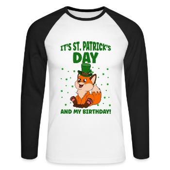 Mignon trèfle renard Saint-Patrick - T-shirt baseball manches longues Homme - blanc/noir - Devant - Nik (191cm)