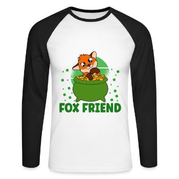 Mignon trèfle renard Saint-Patrick - T-shirt baseball manches longues Homme - blanc/noir - Devant - Nik (191cm)