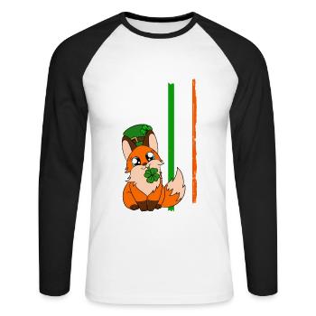 Mignon trèfle renard Saint-Patrick - T-shirt baseball manches longues Homme - blanc/noir - Devant - Nik (191cm)