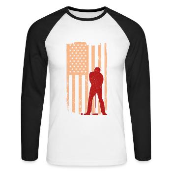 Croquet Player Usa Flag Croquet - Unisex Baseballshirt langarm - Weiß/Schwarz - Vorne - Nik (191cm)