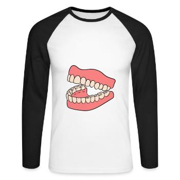 Of Course I'm Right I'm A Dentist - Unisex Baseballshirt langarm - Weiß/Schwarz - Vorne - Nik (191cm)