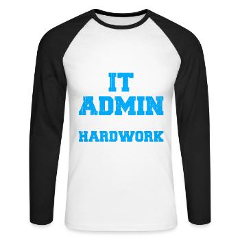Je suis un administrateur informatique parce que cela ne me dérange pas de travailler dur - T-shirt baseball manches longues Homme - blanc/noir - Devant - Nik (191cm)